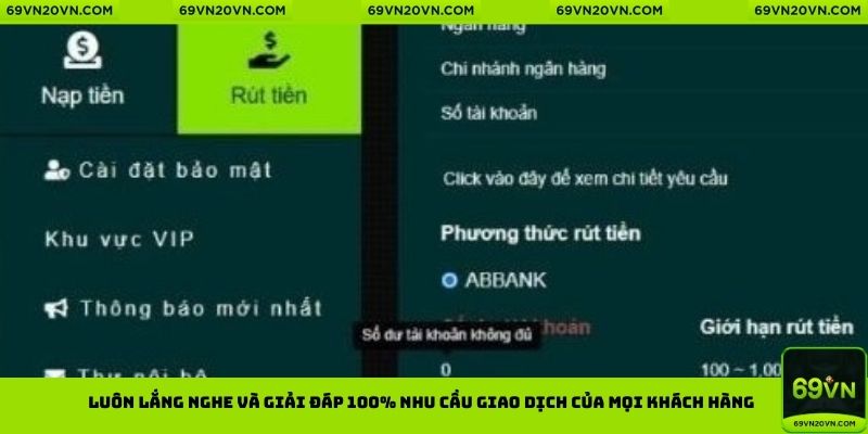 luôn lắng nghe và giải đáp 100% nhu cầu giao dịch của mọi khách hàng