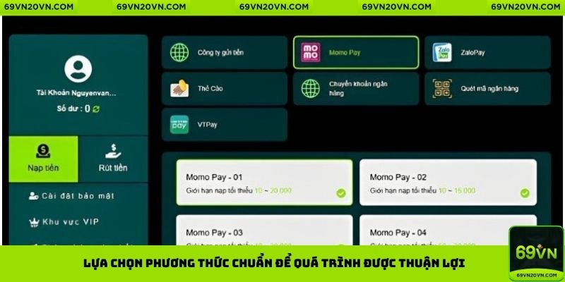 Lựa chọn phương thức chuẩn để quá trình được thuận lợi