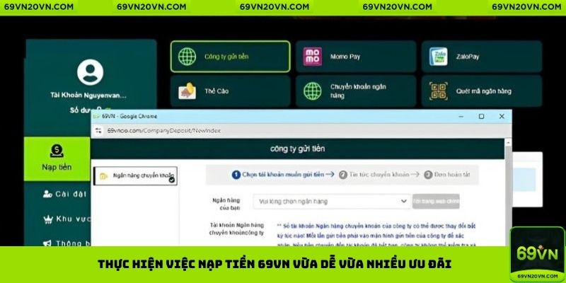 Thực hiện việc nạp tiền 69VN vừa dễ vừa nhiều ưu đãi